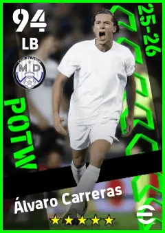 Alvaro Carreras eFootball 2026 player card — 94 OVR LB