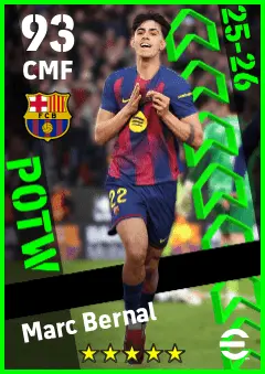 Marc Bernal eFootball 2026 player card — 93 OVR CMF