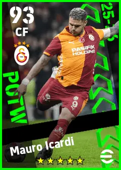 Mauro Icardi eFootball 2026 player card — 93 OVR CF