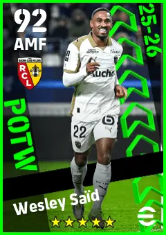 Wesley Said eFootball 2026 player card — 92 OVR AMF