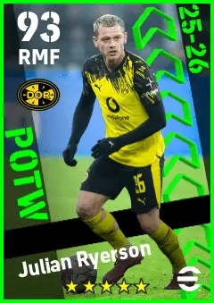 Julian Ryerson eFootball 2026 player card — 93 OVR RMF