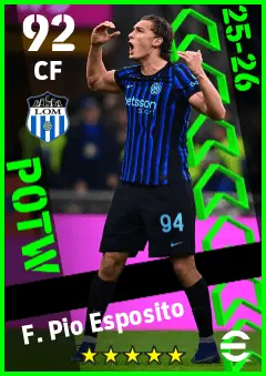 F. Pio Esposito eFootball 2026 player card — 92 OVR CF