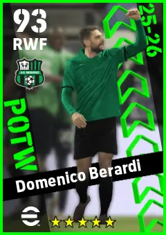 Domenico Berardi eFootball 2026 player card — 93 OVR RWF