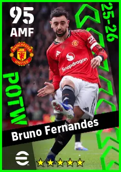 Bruno Fernandes eFootball 2026 player card — 95 OVR AMF