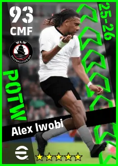 Alex Iwobi eFootball 2026 player card — 93 OVR CMF