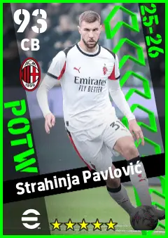 Strahinja Pavlovic eFootball 2026 player card — 93 OVR CB