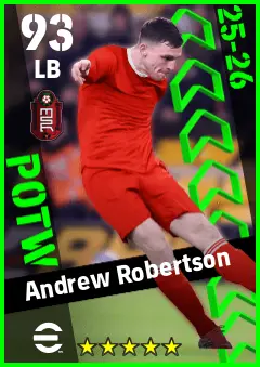 Andrew Robertson eFootball 2026 player card — 93 OVR LB