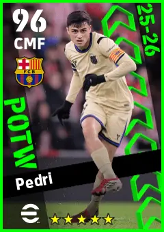 Pedri eFootball 2026 player card — 96 OVR CMF
