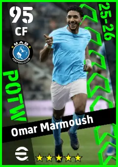Omar Marmoush eFootball 2026 player card — 95 OVR CF