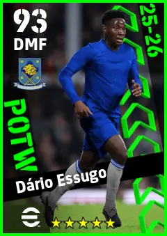 Dario Essugo eFootball 2026 player card — 93 OVR DMF
