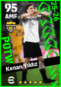 Kenan Yildiz eFootball 2026 player card — 95 OVR AMF