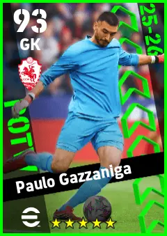 Paulo Gazzaniga eFootball 2026 player card — 93 OVR GK