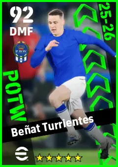 Benat Turrientes eFootball 2026 player card — 92 OVR DMF