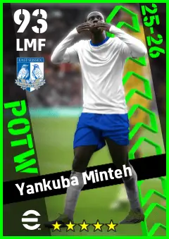 Yankuba Minteh eFootball 2026 player card — 93 OVR LMF