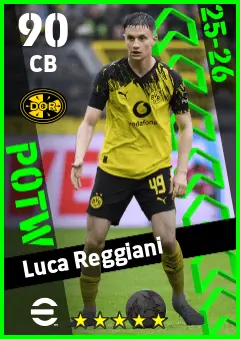 Luca Reggiani eFootball 2026 player card — 90 OVR CB