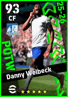 Danny Welbeck eFootball 2026 player card — 93 OVR CF