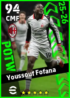 Youssouf Fofana eFootball 2026 player card — 94 OVR CMF