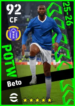 Beto eFootball 2026 player card — 92 OVR CF