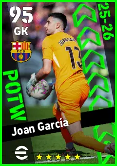 Joan Garcia eFootball 2026 player card — 95 OVR GK