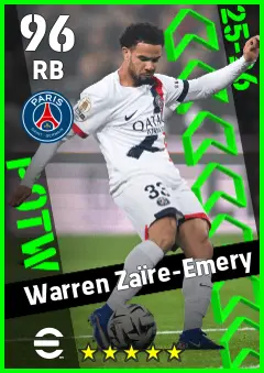 Warren Zaire-Emery eFootball 2026 player card — 96 OVR RB