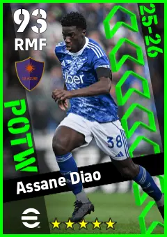Assane Diao eFootball 2026 player card — 93 OVR RMF