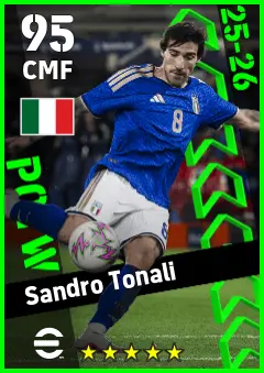 Sandro Tonali eFootball 2026 player card — 95 OVR CMF