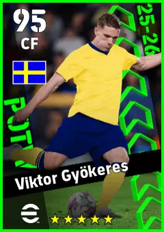 Viktor Gyokeres eFootball 2026 player card — 95 OVR CF