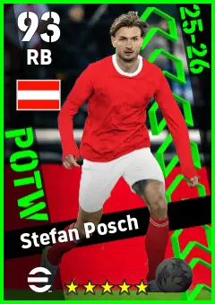 Stefan Posch eFootball 2026 player card — 93 OVR RB