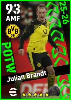 Julian Brandt eFootball 2026 player card — 93 OVR AMF