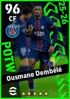 Ousmane Dembele eFootball 2026 player card — 96 OVR CF