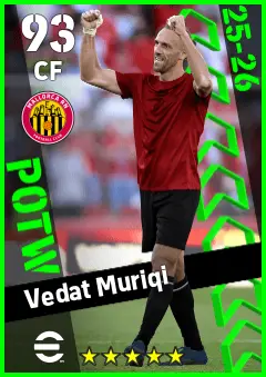 Vedat Muriqi eFootball 2026 player card — 93 OVR CF