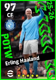 Erling Haaland eFootball 2026 player card — 97 OVR CF