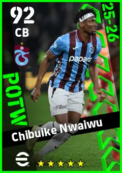 Chibuike Nwaiwu eFootball 2026 player card — 92 OVR CB