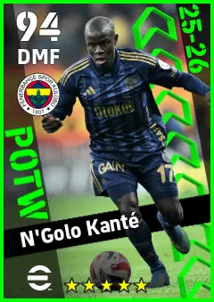 N Golo Kante eFootball 2026 player card — 94 OVR DMF