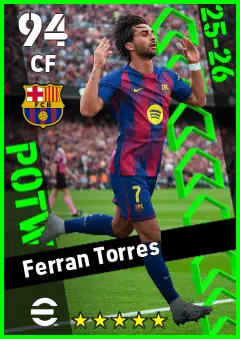 Ferran Torres eFootball 2026 player card — 94 OVR CF