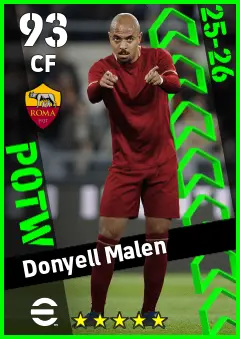 Donyell Malen eFootball 2026 player card — 93 OVR CF