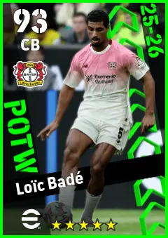 Loic Bade eFootball 2026 player card — 93 OVR CB