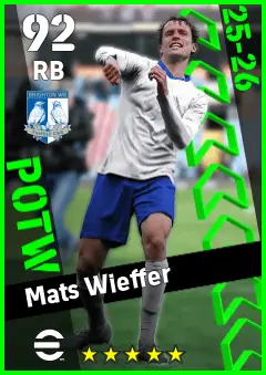 Mats Wieffer eFootball 2026 player card — 92 OVR RB