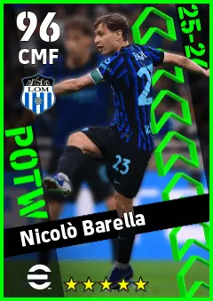 Nicolo Barella eFootball 2026 player card — 96 OVR CMF