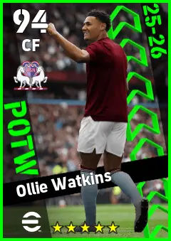 Ollie Watkins eFootball 2026 player card — 94 OVR CF