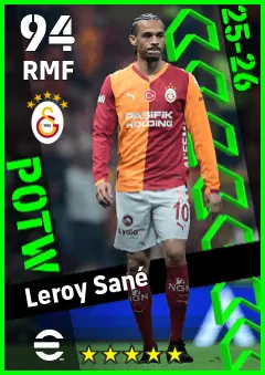Leroy Sane eFootball 2026 player card — 94 OVR RMF