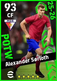 Alexander Sorloth eFootball 2026 player card — 93 OVR CF