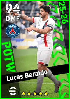 Lucas Beraldo eFootball 2026 player card — 94 OVR DMF