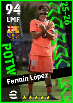 Fermin Lopez eFootball 2026 player card — 94 OVR LMF
