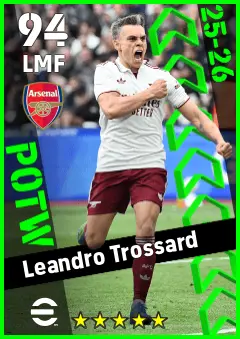 Leandro Trossard eFootball 2026 player card — 94 OVR LMF