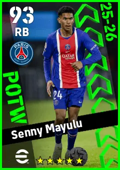 Senny Mayulu eFootball 2026 player card — 93 OVR RB