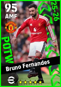 Bruno Fernandes eFootball 2026 player card — 95 OVR AMF
