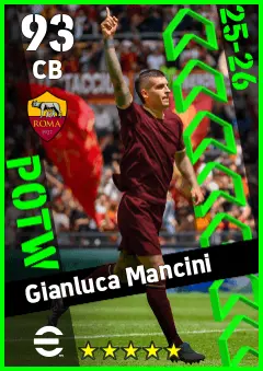 Gianluca Mancini eFootball 2026 player card — 93 OVR CB