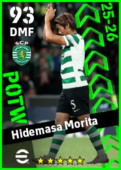 Hidemasa Morita eFootball 2026 player card — 93 OVR DMF