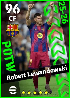 Robert Lewandowski eFootball 2026 player card — 96 OVR CF